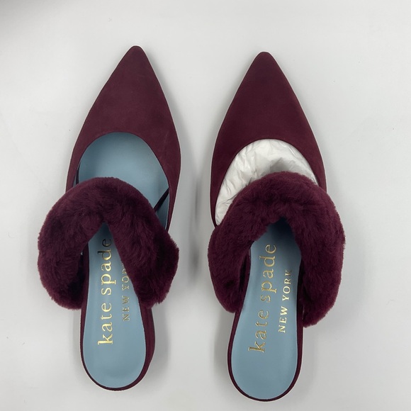 Kate Spade NWT Marielle Mules Suede NIB in Grenache Color Women’s Size 6B - Picture 10 of 16